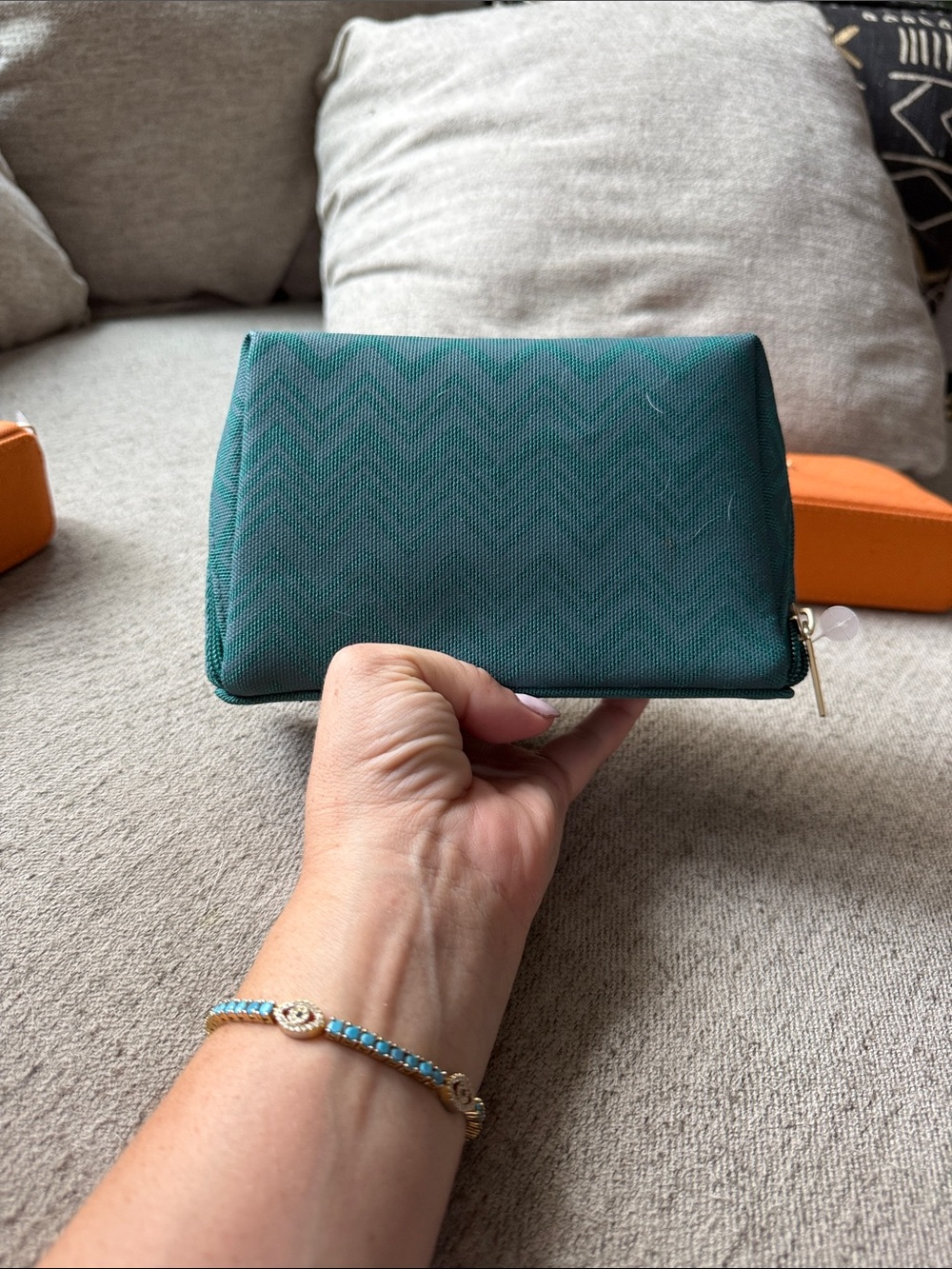 Missoni Teal Chevron Cosmetic Pouch with Gold Logo - Picture 5 of 5